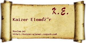 Kaizer Elemér névjegykártya